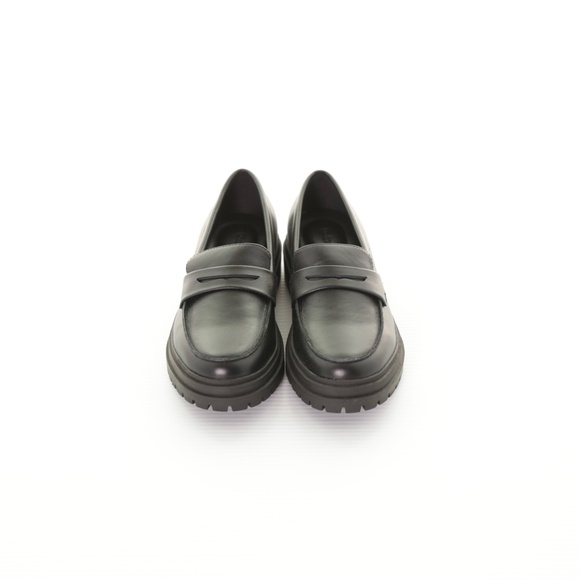 NWT Quince Italian Leather Lug Sole Chunky Slip On Black Loafers Womens 6.5M - Picture 2 of 11